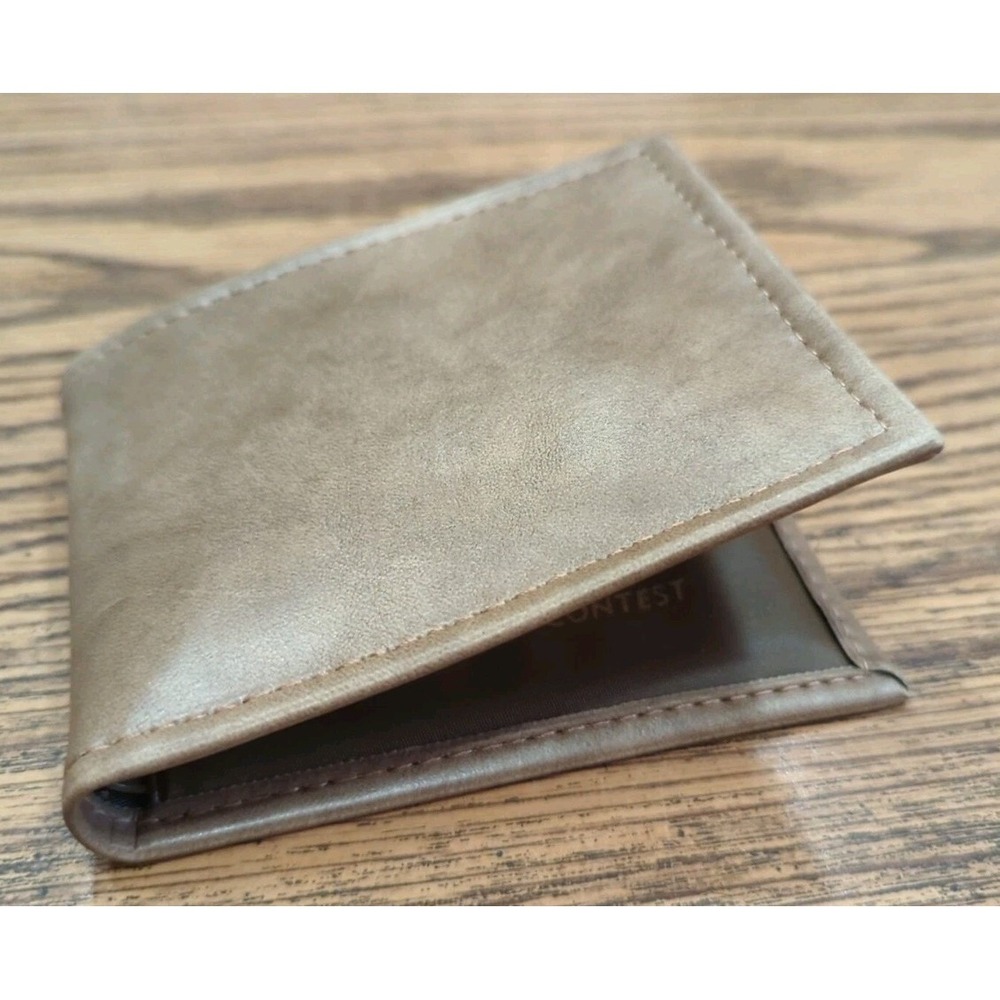 NEW‎ Rare Vintage Vitronic Taupe Brahma Hide Selecta Credit Card Bi-Fold Wallet